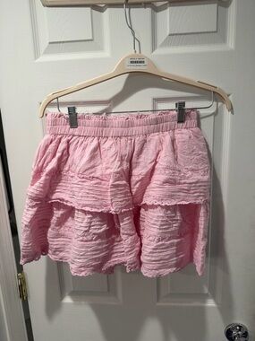Tiered Pink Ruffle Mini Skort
